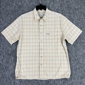 Calvin Klein Shirt Men Large Beige Plaid Button-Up Business Casual School Preppy